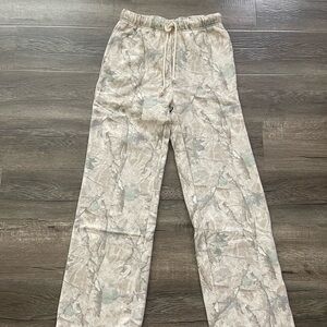 Camo Sweatpants Jogger Sweats Camouflage Straight Leg Pants Beige Leaf Leaves